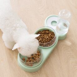 Portable Automatic Double Pet Feeder Waterer Bowl