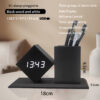 Multi-Function Wooden Desktop Pen Holder Alarm Clock