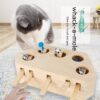 Interactive Solid Wood Whack-a-mole Puzzle Cat Toy