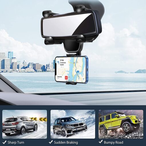 Multifunctional Rotatable Car Phone Rearview Mirror Bracket