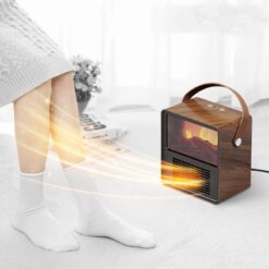 Wood Grain Electric 3D Flame Small Household Heater