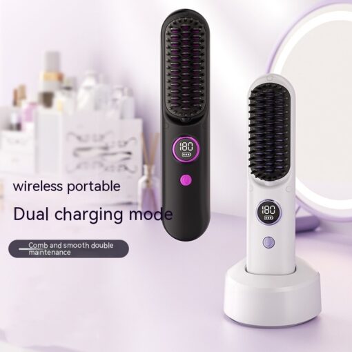 Portable Heat-resistant Hair Comb Curling Straightener