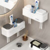 Wall-Mounted Bathroom Toothbrush Storage Rack Organizer