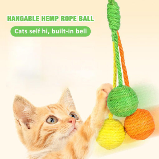 Interactive Colorful Cat Sisal Rope Scratching Ball Toy