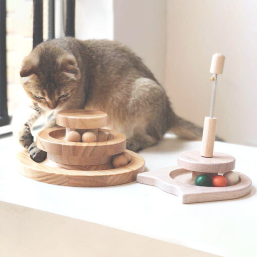 Interactive Wooden Ball Cat Hunting Instinct Disk Toy