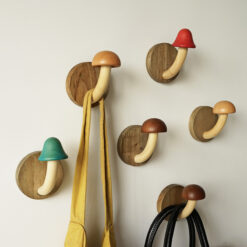 Creative Punch-free Wooden Mushroom Pole Hook