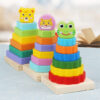 Wooden Double-layer Building Blocks Color Pile Tower Toy