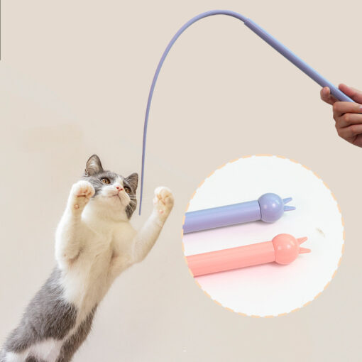 Interactive Silicone Cat Teaser Stick Playing Rod Toy