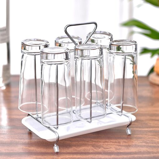 Portable Kitchen Glass Drain Rack Cup Holder