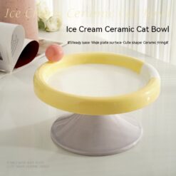 Creative Ceramic Double Tone High Foot Cat Bowl