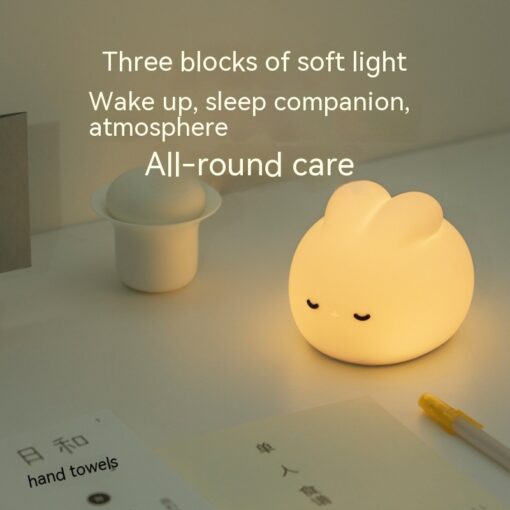 Cute Silicone Rabbit Sleeping USB Charging Night Light Lamp