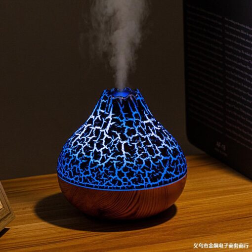 Wood Grain Volcano Colorful Night Light Lamp Humidifier - Image 3