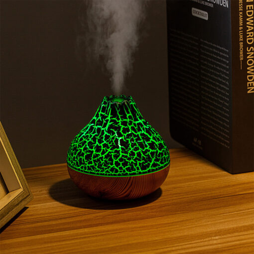 Wood Grain Volcano Colorful Night Light Lamp Humidifier - Image 4