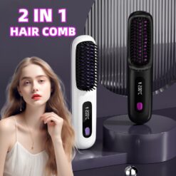 Portable 2 In 1 Wireless USB Charging Hair Comb Brush