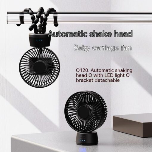 Multifunctional Automatic Shaking Head Stroller Fan