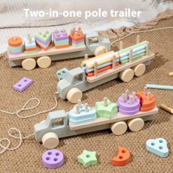 Montessori Wooden Children's Trailer Puzzle Block Toys