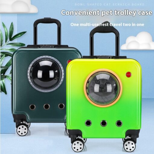 Portable Transparent Cover Breathable Pet Trolley Case