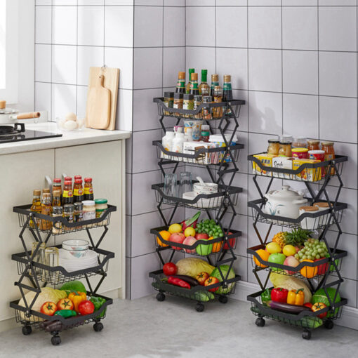 Multi-layer Folding Kitchen Vegetable Fruit Storage Rack