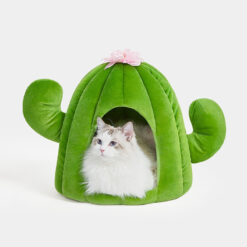 Non-Slip Cozy Cute Velvet Cactus Pet Bed Nest