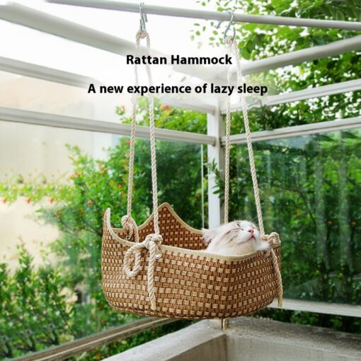 Wear-resistant Hanging Rattan Cat Nest Hammock
