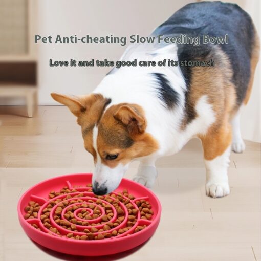 Silicone Round Anti-tumble Dog Slow Food Feeding Bowl