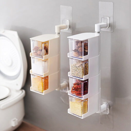 Wall-mounted Kitchen Nail-free Rotating Flavoring Box