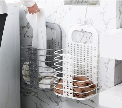 Wall-mount Bathroom Collapsible Laundry Storage Basket