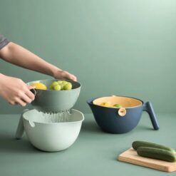 Kitchen Rotating Fruit Washing Separable Colander Bowl