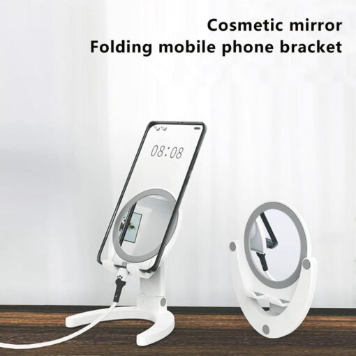 Multifunctional Foldable Phone Holder Mirror Desk Stand