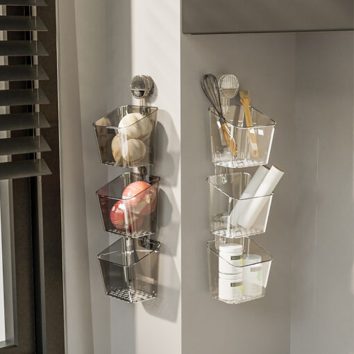 Wall-mounted Suction Cup Storage Organizer Rack