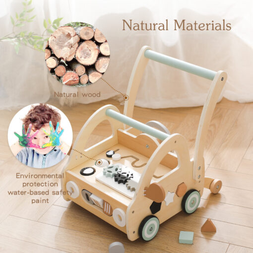 Multi-functional Children's Wooden Puzzle Baby Walker