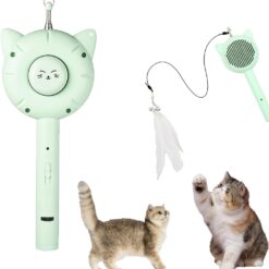 Interactive Retractable Cat Brush Teasing Wand Light Up Toy