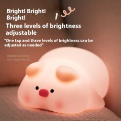 Creative Cute Little Pig Rechargeable Silicone Night Light Lamp