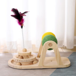 Creative Wood Turntable Sisal Ball Cat Track Toy