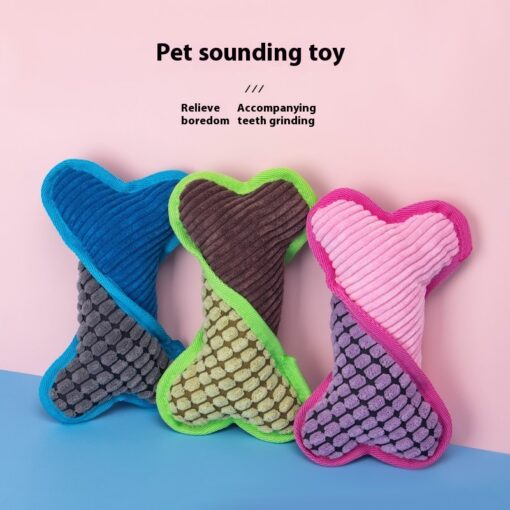Interactive Pet Voice Bone Teeth Grinding Squeaker Plush Toy
