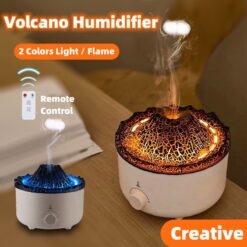 Remote Control Simulated Flame Volcano Humidifier