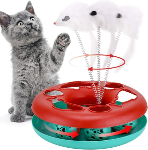 Interactive Roller Tracks Catnip Spring Pet Balls Teaser Toy