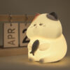 Interactive Cartoon Cat Small Desktop Night Light Lamp