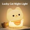 Silicone Lucky Cat Night Light Bedside Sleeping Lamp