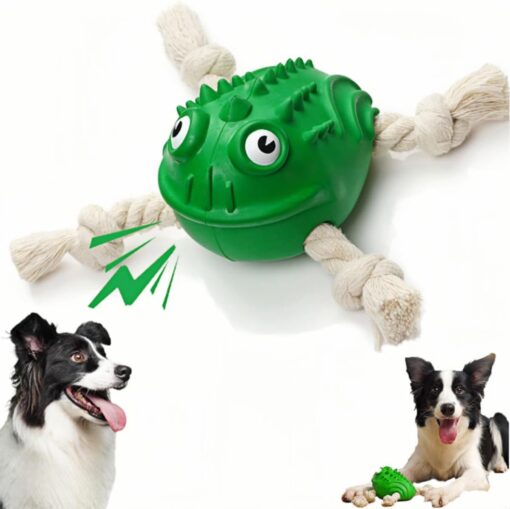 Interactive Rubber Cotton Toad Shape Dog Chewer Toy