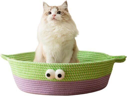 Creative Round Woven Cotton Rope Scratch Cat Bed Nest