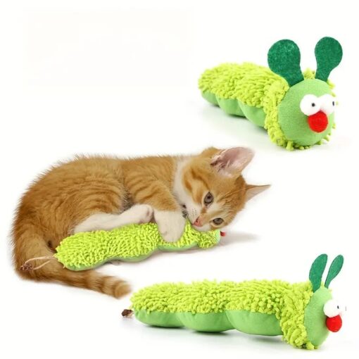 Interactive Caterpillar Plush Cat Chewing Toy