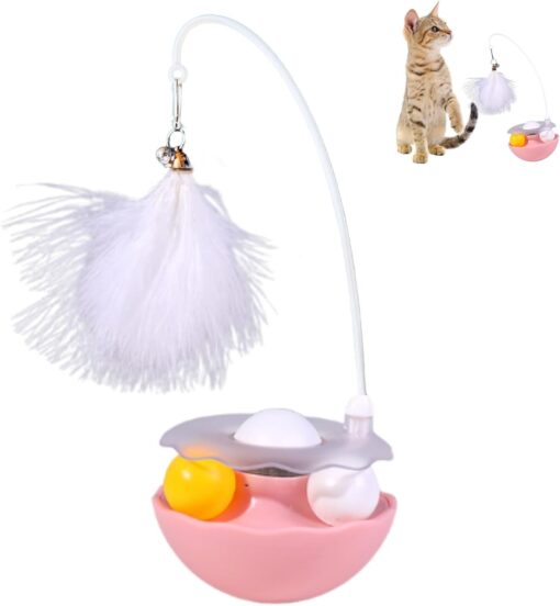 Interactive Cat Tumbler Feather Teaser Bell Track Toy