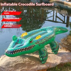 Inflatable Crocodile Surfboard Water Mattress Ride Float Pad