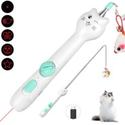 Interactive Rechargeable Laser Pointer Cat Feather Toy