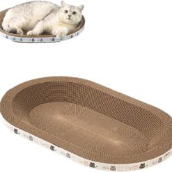 Corrupted Paper Cat Scratcher Bed Oval Cardboard Pad Bowl