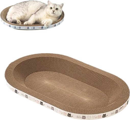 Corrupted Paper Cat Scratcher Bed Oval Cardboard Pad Bowl