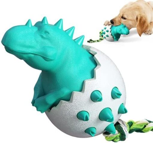 Interactive Dinosaur Egg Shaped Dog Chew Teething Toy