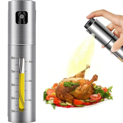 Stainless Steel Household Kitchen Press Type Spray Oil Bottle