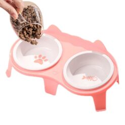 Multifunctional Ceramic Pet Food Water Elevated Tilted Bowl